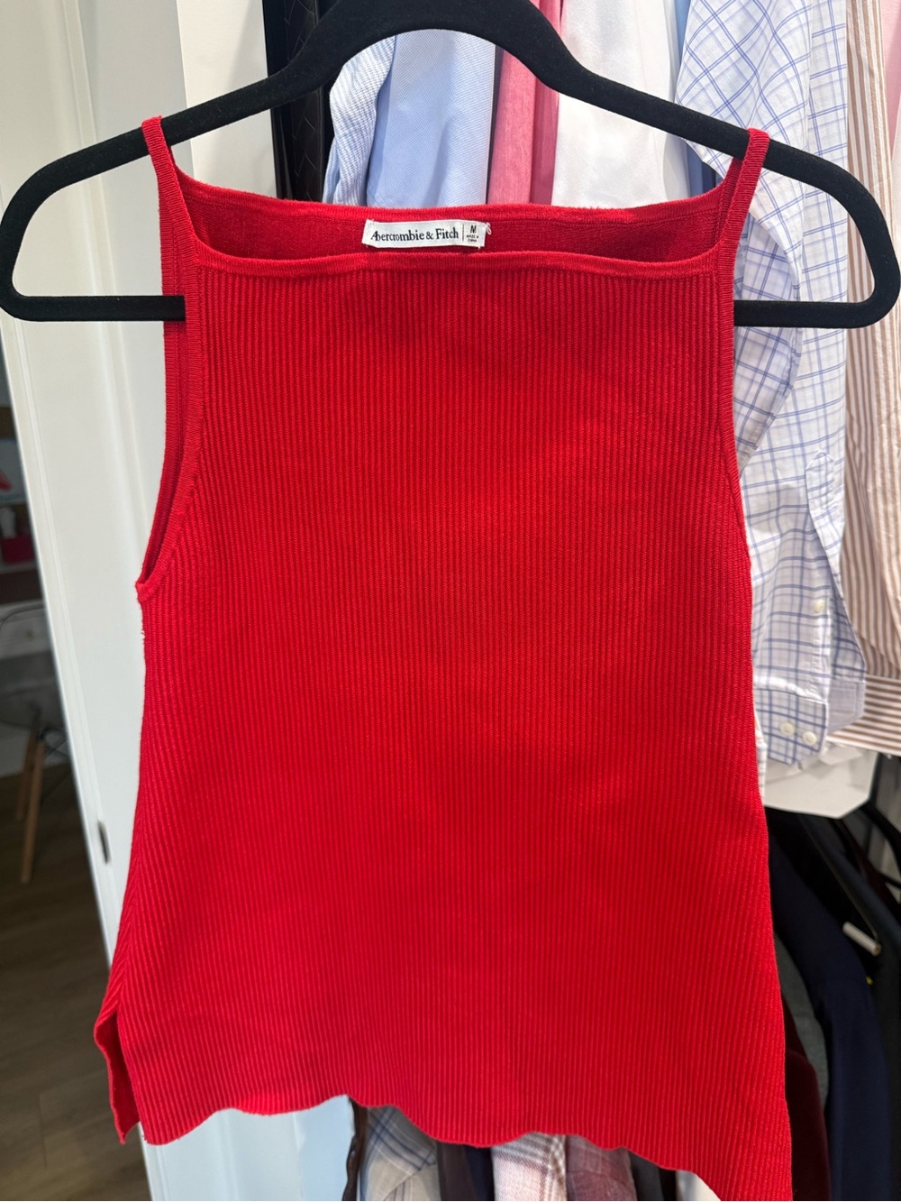 Abercrombie & Fitch Bright Red Ribbed Square-Neck Tank